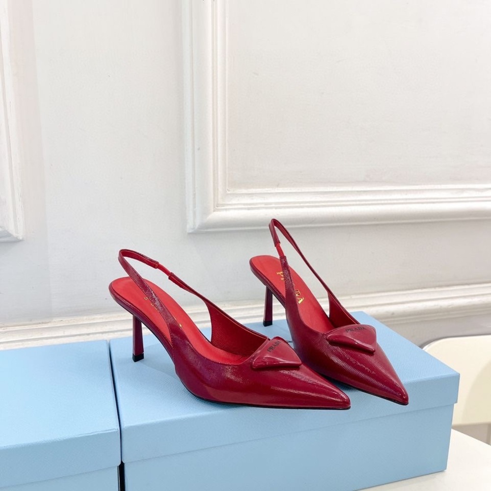 Prada Women's Burgundy Slingback Heels - Picture 4 of 5